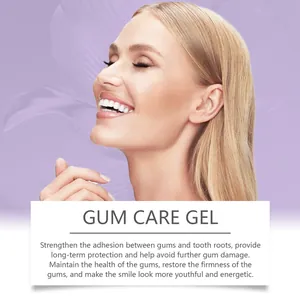 Primer plano de una sonrisa brillante para el gel profesional de cuidado de encías