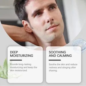 Detail view showing moisturizing and soothing benefits of men's aftershave spray