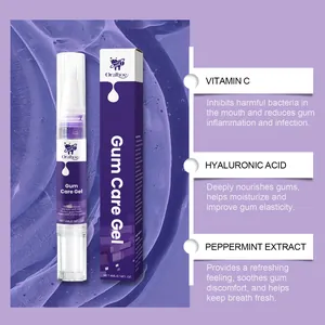 Detalle del gel para encías Oralhoe con ingredientes como Vitamina C y extracto de Menta.