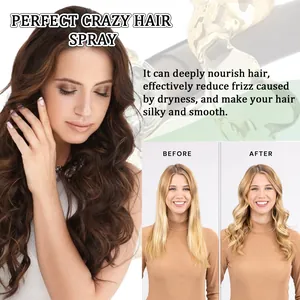 Before and after comparison of nourishing hair spray for smooth and silky styling