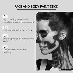 Halloween face and body paint stick set for high coverage black and white skull makeup