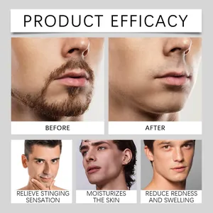 Detail view of aftershave spray efficacy showing before and after results on male skin