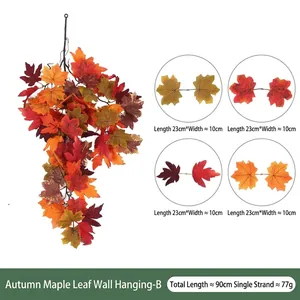 Detailansicht einer künstlichen Ahornblattranke mit 90 cm Länge in Herbstfarben