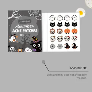 Invisible Halloween acne patches with cute ghost and pumpkin designs, 100 pieces