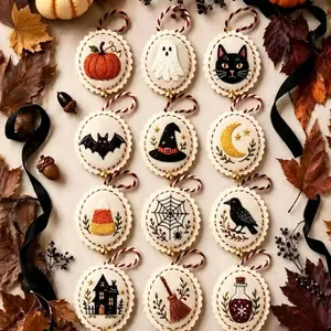 Halloween Handgefertigtes Stickerei Ornament DIY Set Festliches Filz Hängedekor Mit Glockenseil Für Haus Party Feier