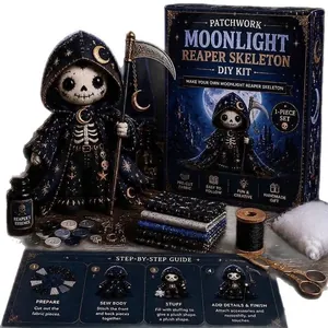 Kit DIY patchwork squelette faucheur au clair de lune avec tissus pour Halloween