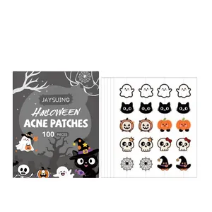 Jaysuing Halloween Acne Patches 100pcs featuring cute ghost pumpkin and skull designs