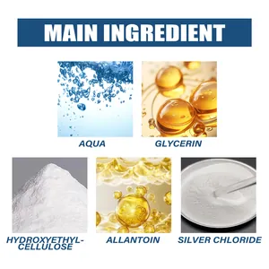 Detailoverzicht van ingrediënten zoals aqua, glycerine en zilverchloride voor de zorg.
