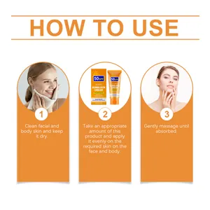 Anleitung für OUHOE SPF50 Sonnencreme mit dreistufiger Anwendung im Detail dargestellt.