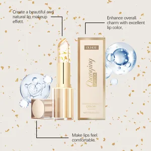 Nourishing gold foil color-changing lipstick with clear moisturizing texture