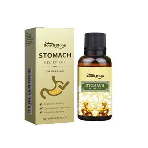 Aceite de masaje para el alivio estomacal South Moon 50ml en frasco de ámbar y caja oro
