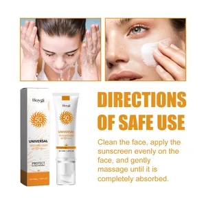 Detailansicht der Hoygi Multi-Effekt Foundation-Sonnencreme mit Gebrauchsanweisung.