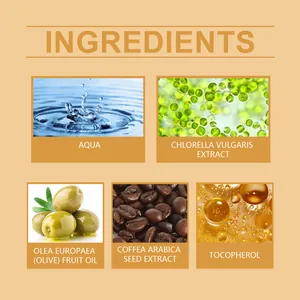 Detailed view of ingredients in OUHOE butt skin care oil including olive and coffee extracts.