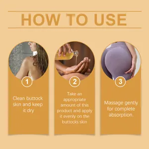 Step-by-step usage guide for nourishing buttocks skincare oil for daily skin care.