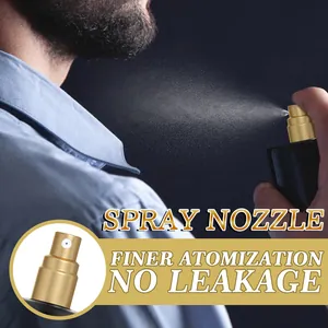 Detailed view of the perfume spray nozzle showing fine atomization and leak-proof design.
