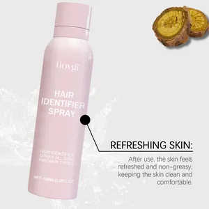 Detailed view of Hoygi hair identifier spray bottle with refreshing skin features.