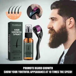 Detailed view of beard growth spray kit with micro-needle roller
