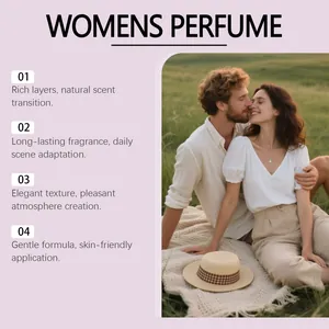 Coppia romantica che si gode un picnic in un prato per profumo da donna dettaglio lifestyle
