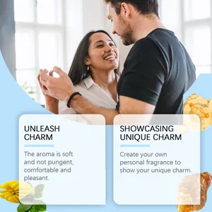 Lifestyle detail showing a couple with descriptive text about soft men's cologne scent