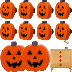 Halloween Pumpkin Door Knobs Plastic Jack O Lantern Cabinet Knobs Drawer Pulls Creative Home Decor Furniture Wardrobe Handles