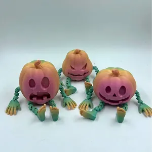 3D-gedruckte bewegliche Kürbis-Monster-Figuren mit Regenbogenverlauf für Halloween-Deko