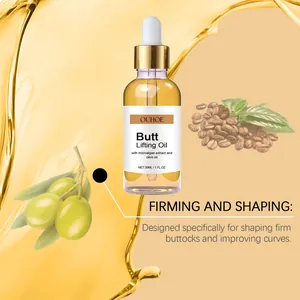 Professional OUHOE butt lifting oil detail showing firming and shaping benefits for curves