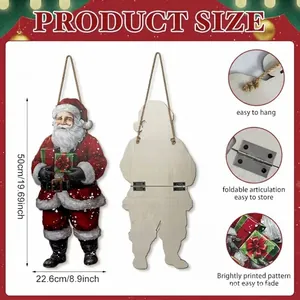 Plaque de Noël pliable en bois Père Noël avec dimensions et détails