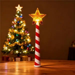 Glow star magic wand light with candy cane stripes for festive Christmas decor