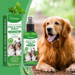 Dettaglio dello spray antipulci YEGBONG con olio di menta naturale per cani e gatti