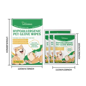 Dimensiones de los guantes de limpieza hipoalergénicos para perros y gatos, pack de 5