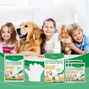 YEGBONG Toallitas Desechables tipo Guante para Limpieza de Perros y Gatos Guantes de Aseo Hipoalergénicos con Aceite de Coco y Avena