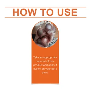 Guide d'instruction détaillant l'application du baume hydratant pattes de chien