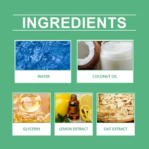 Detalle de los ingredientes naturales de los guantes para mascotas como el coco y la avena.