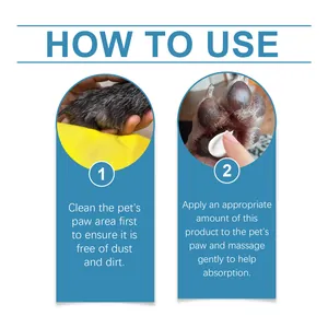 Detailed step-by-step instructions on how to use pet paw care cream for dogs and cats.