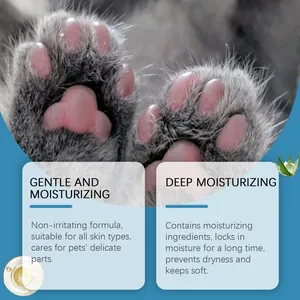 Macro detail of healthy pet paw pads showing moisturizing effects of paw care balm