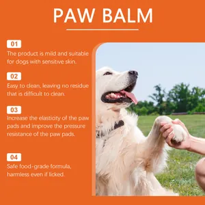 Baume pour pattes de chien avec formule douce de qualité alimentaire pour protéger.