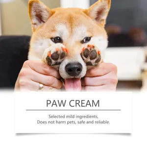 Detailed view of dog paws showing the moisturizing effect of pet paw care cream