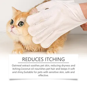 Guante de limpieza desechable para gatos con avena y aceite de coco para la piel