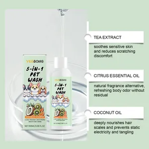 Detailweergave van YEGBONG 5-in-1 hondenshampoo ingrediënten met thee- en kokosolie
