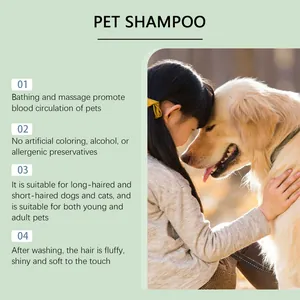 Grafiek van hondenshampoo voordelen naast een meisje dat een golden retriever omhelst