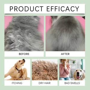 Infographic met resultaten van dierenshampoo voor jeuk, droog haar en nare geurtjes.