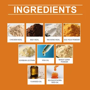 Detailed ingredient list for Kriath pet vitamin chews featuring natural meal and oils