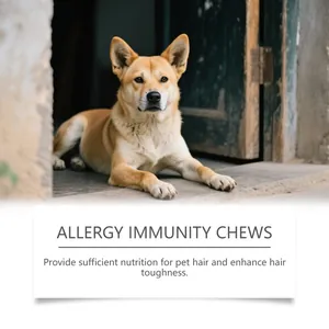 Detailed product view of allergy immunity chews for pet hair nutrition and strength