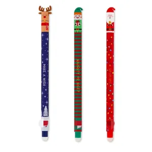 Weihnachten Löschbare Stifte Set 3 Stück Rentier Weihnachtsmann Elf Muster 0,7mm Spitze Mehrfarbige Tinte Löschbare Gelstifte