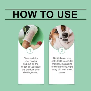Detailed guide for using pet oral cleaning gel with a silicone finger toothbrush.