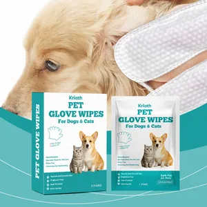 Kriath pet glove wipes for dogs and cats for rinse-free cleansing and deodorizing