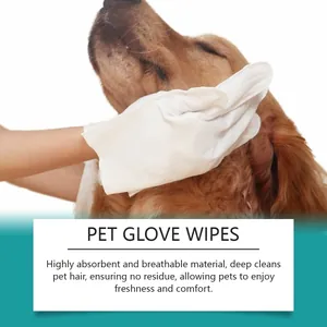 Pet cleaning glove wipe in use on a dog, highlighting deep cleaning of pet hair.