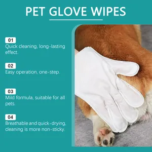 Disposable pet cleaning glove wipes for cats and dogs waterless bathing hair care
