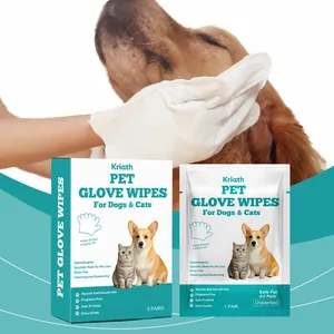 Kriath Pet Grooming Cleaning Wipes Gloves Rinse Free Dog Cat Hair Skin Care Deodorizing Wipes For Daily Home Travel Use