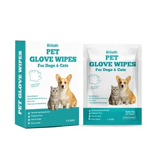 Kriath rinse-free pet glove wipes for dogs and cats, gentle cleansing and deodorizing